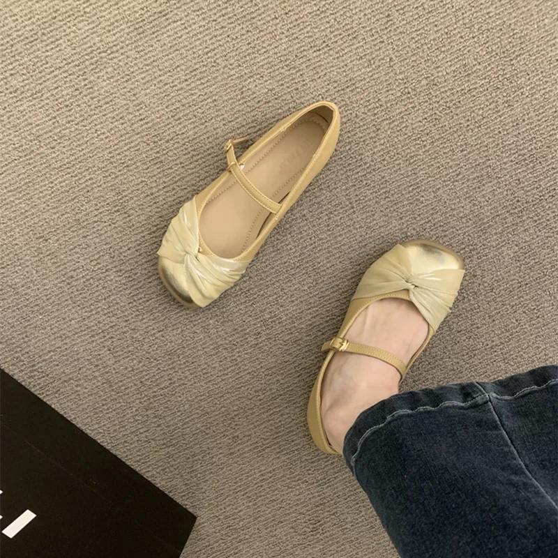 Woman Flats Round Toe Slip-on Y2k Vintage Chic and Elegant New in Streetwear Clothing Sales Korean Fashion Style Shoes for Women - Image 4