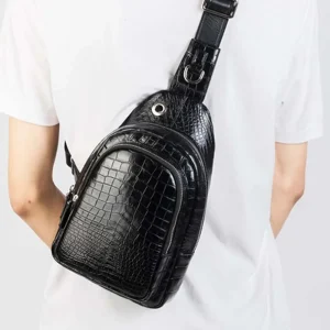 lukani 2025 new crocodile Chest bag male leisure Vertical section men Chest bag One shoulder bag Men crocodile bags