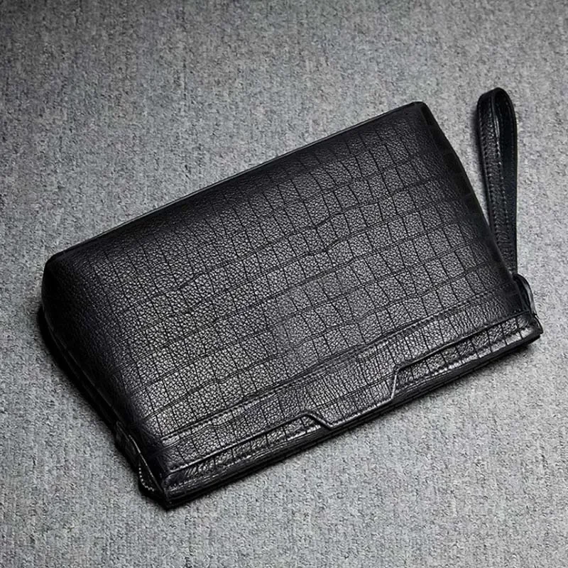 ourui deerskin men clutch bag black Genuine deerskin leather large capacity men hand bag male bag 30cm-20cm-6cm - Image 5