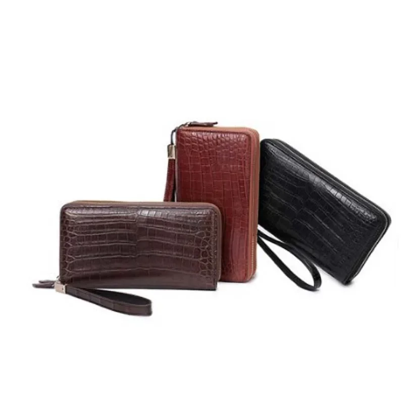 weitasi new Crocodile leather men's bag leisure large capacity double zipper handbag men crocodile wallet - Image 3