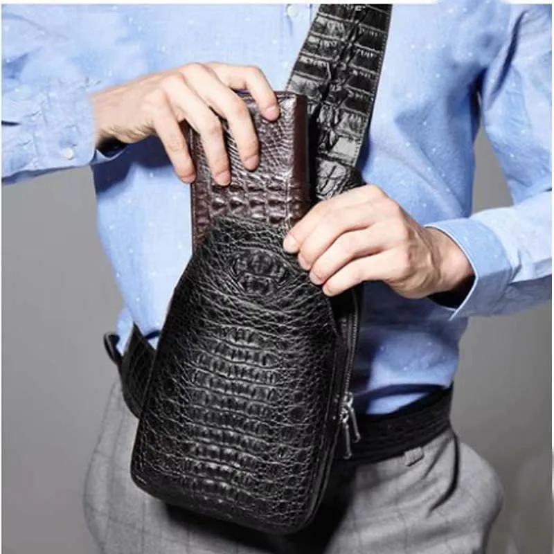 gete new Crocodile chest bag, men's single shoulder bag,men's crossbody bag, fashion and leisure bag - Image 2