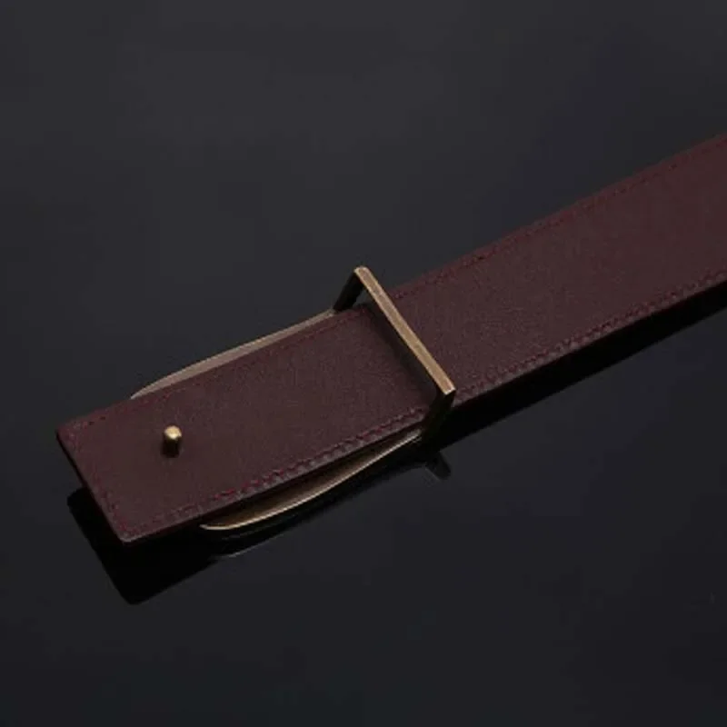 VVBrown crocodile male belt brass Plate buckles youth business men belt Smooth buckle belts - Image 4