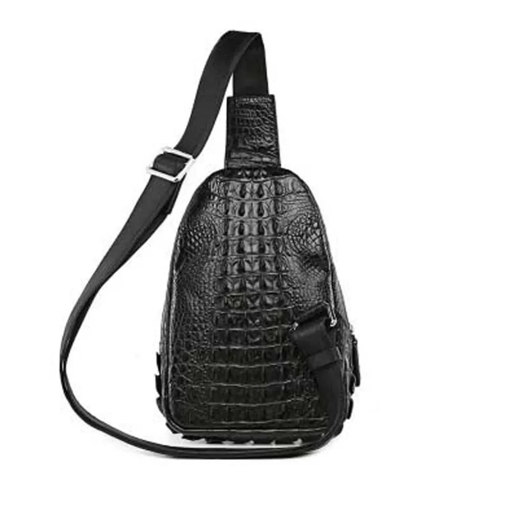menggeka crocodile male chest leisure One shoulder cross large capacity multi-function Men crocodile bag - Image 2