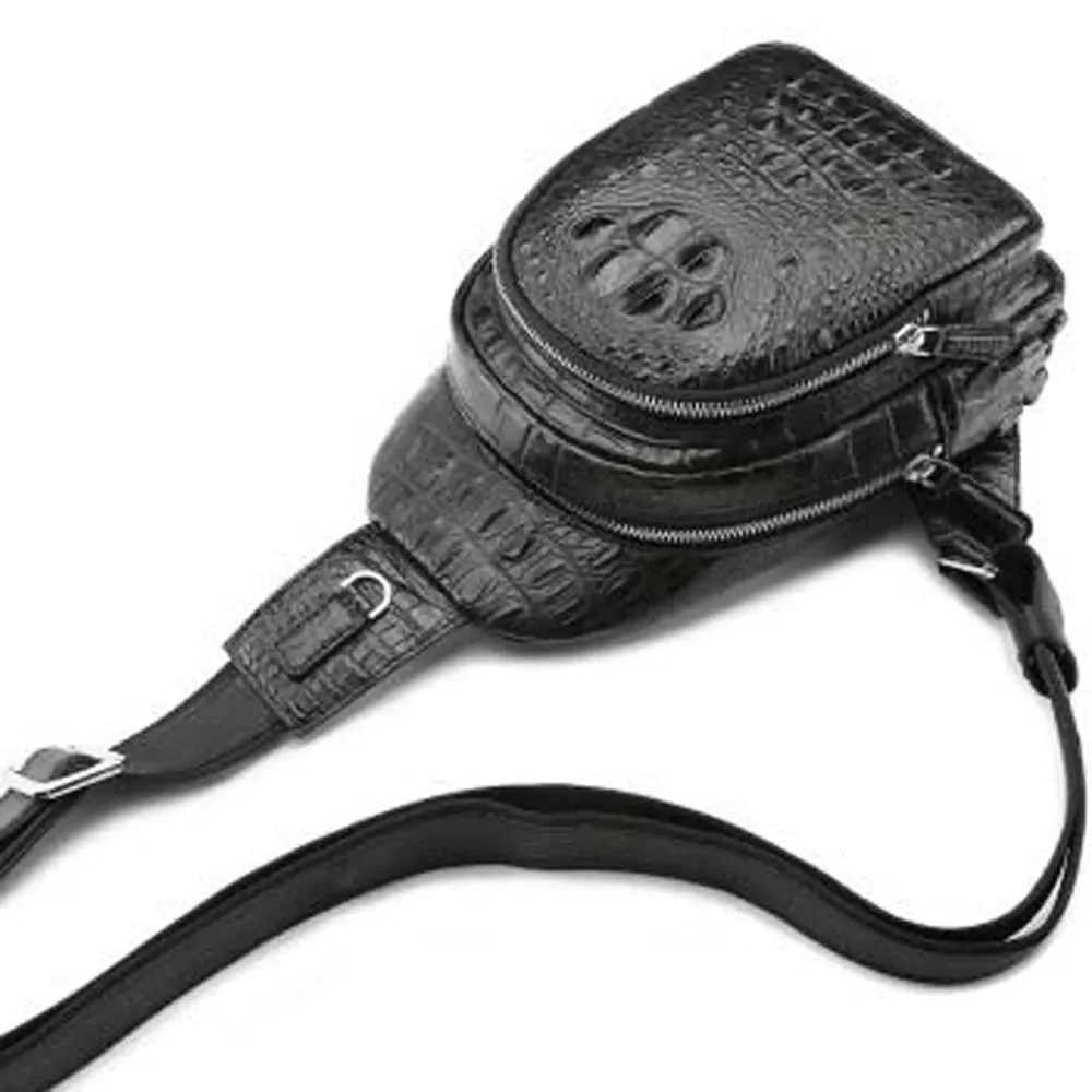 menggeka crocodile male chest leisure One shoulder cross large capacity multi-function Men crocodile bag - Image 5