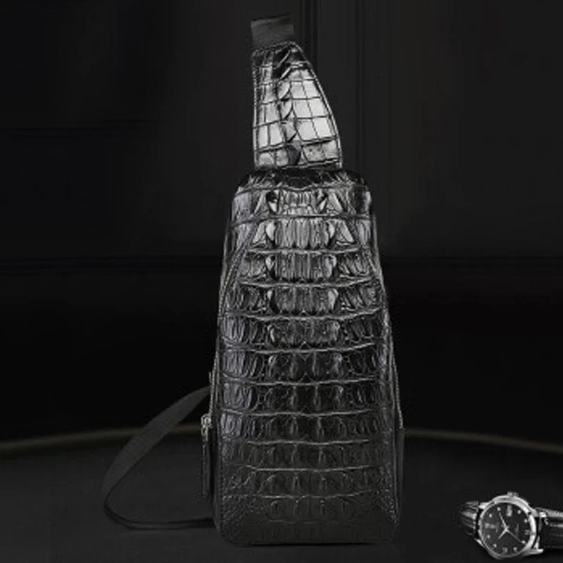 VVBrown men chest package male crocodile leisure single shoulder banquet more screens zipper men chest bag - Image 4