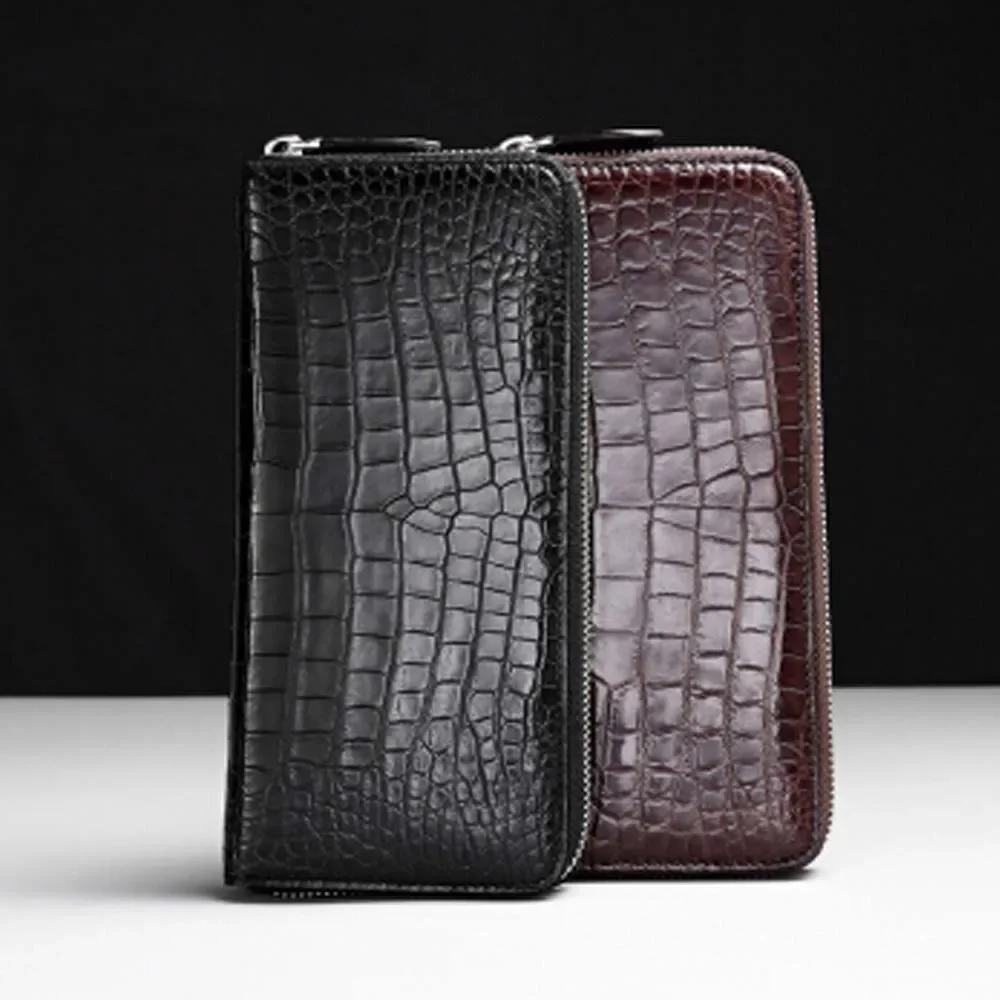 pugete new crocodile wallet male crocodile leather Men zipper Hand caught business men clutch bag - Image 3