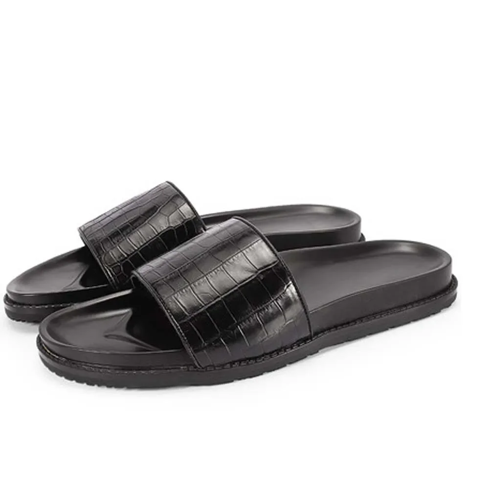 piliyuan Tcrocodile men slippers male crocodile leather leisure crocodile non-slip comfortable men slippers - Image 2