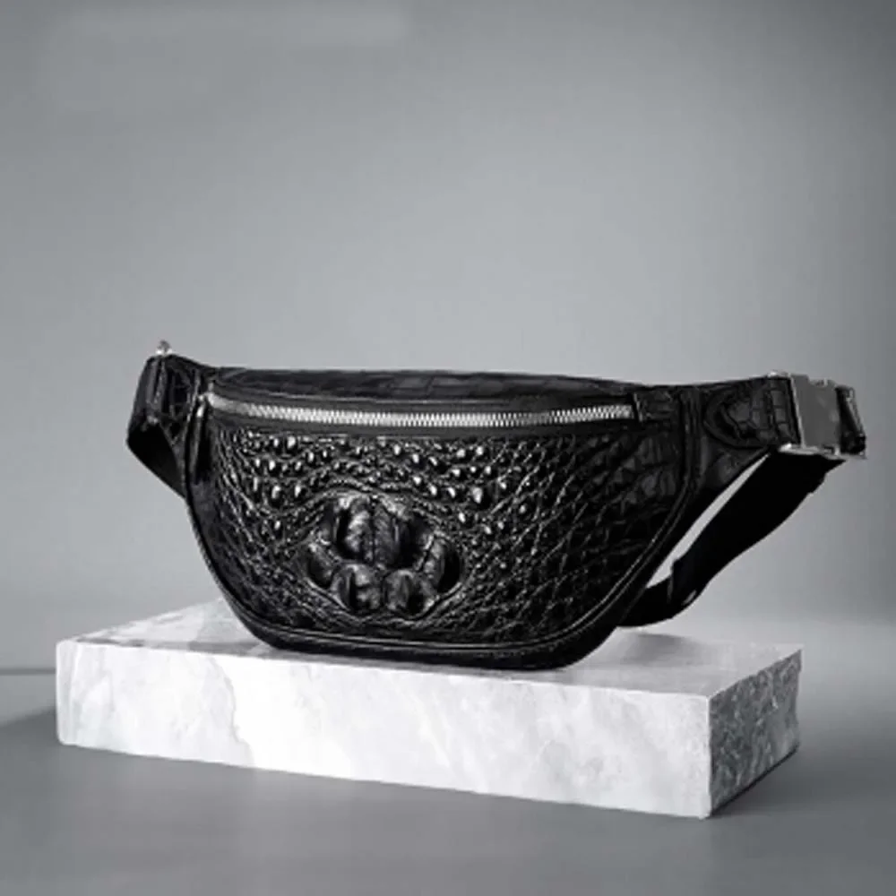 PUGETE new crocodile leather men waist bag fashion male outdoor leisure new trend large capacity male waist - Image 3