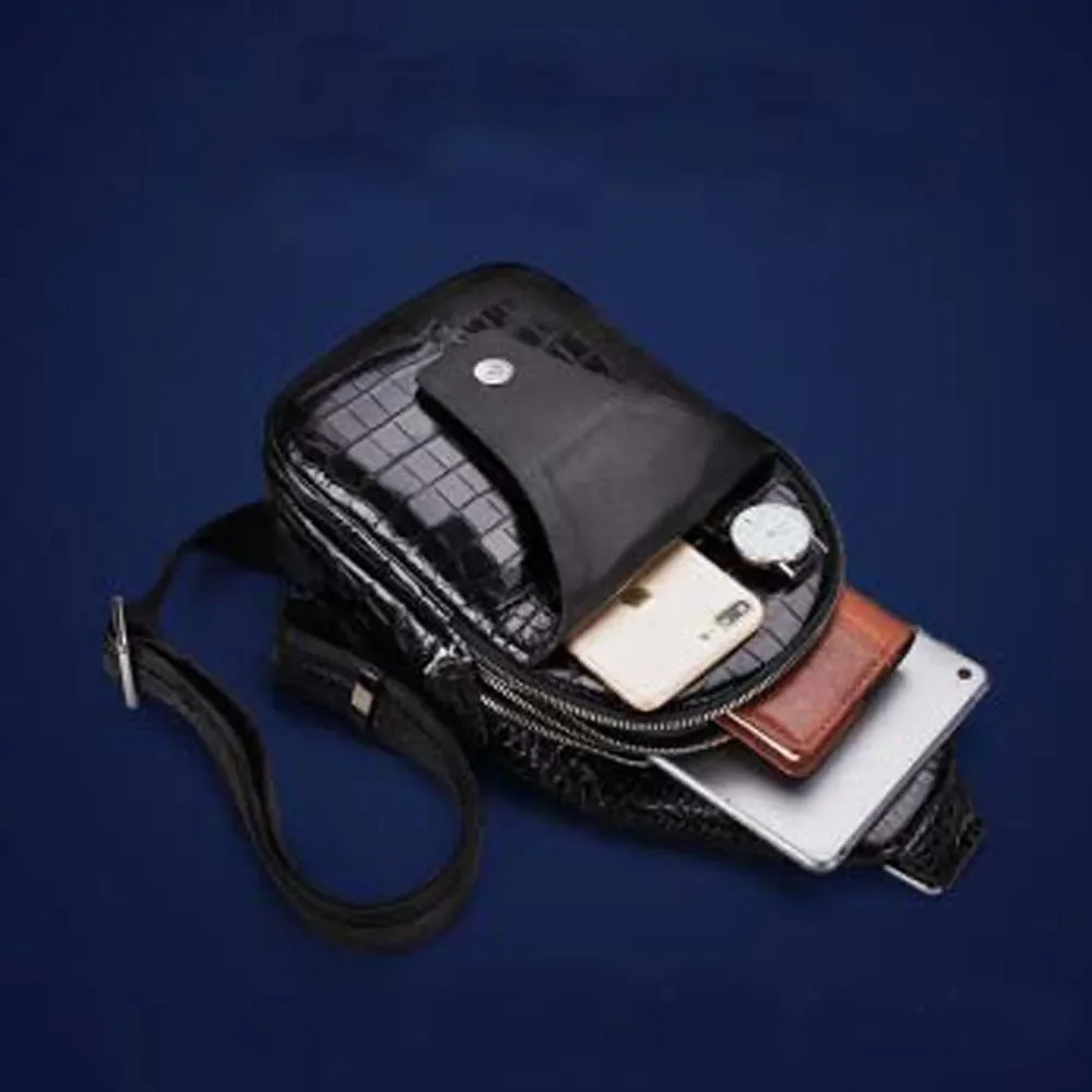 madun new crocodile Chest bag men crocodile leather Single shoulder bag male business leisure - Image 5