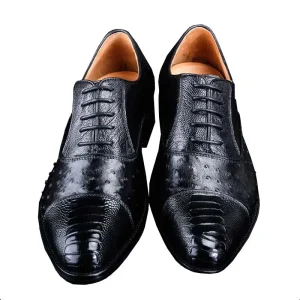 ourui business ostrich leather men shoes lace-up Single shoes Men's shoes wear-resisting