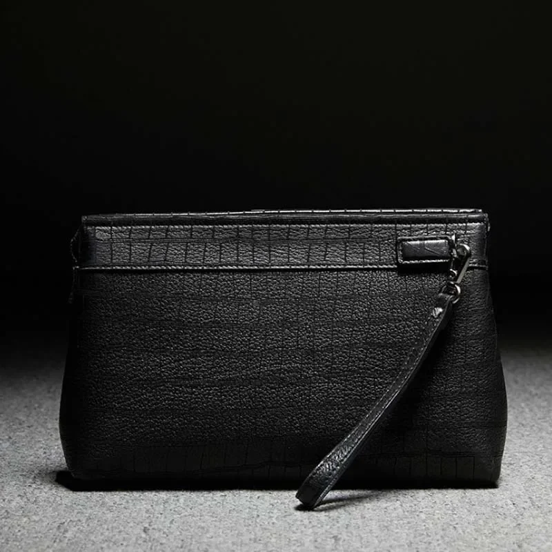 ourui deerskin men clutch bag black Genuine deerskin leather large capacity men hand bag male bag 30cm-20cm-6cm - Image 3