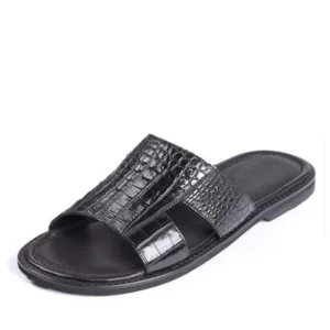 gete New men slippers flip-flops casual crocodile leather sandals men flip-flops crocodile slipper men shoes