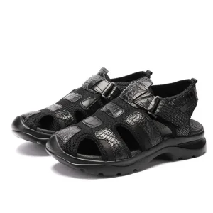 ourui crocodile shoes sandals men sandals summer Hollow out