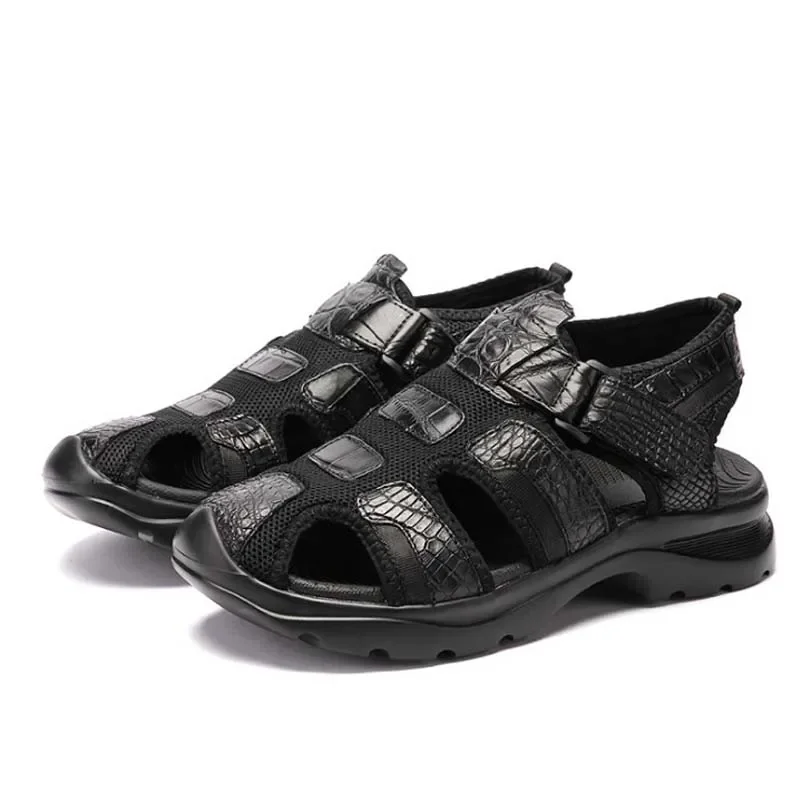 ourui crocodile shoes sandals men sandals summer Hollow out