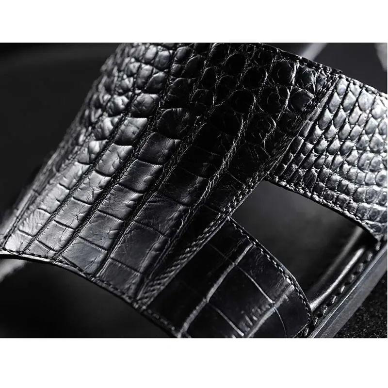 gete New men slippers flip-flops casual crocodile leather sandals men flip-flops crocodile slipper men shoes - Image 3