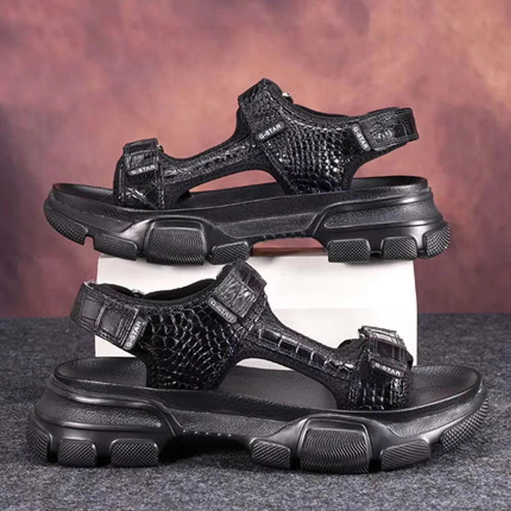 piliyuan male sandals crocodile men sandals The bottom of the thick trend male Non-slip soft bottom - Image 4