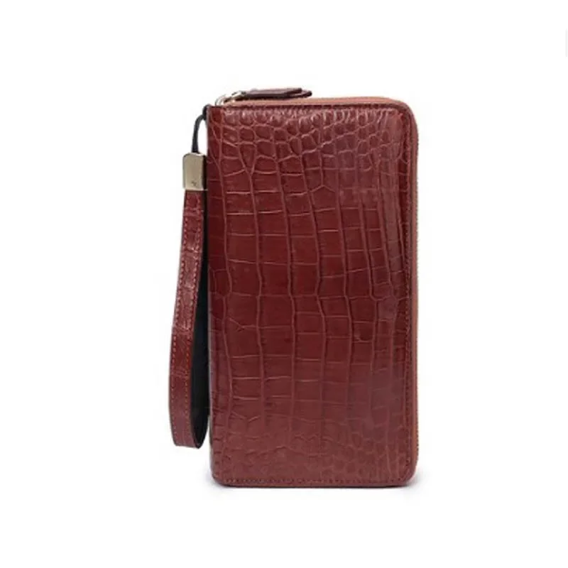 weitasi new Crocodile leather men's bag leisure large capacity double zipper handbag men crocodile wallet - Image 5