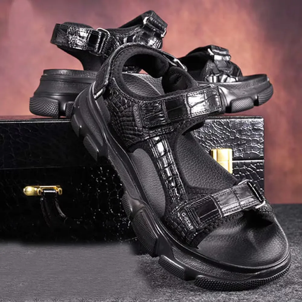 piliyuan male sandals crocodile men sandals The bottom of the thick trend male Non-slip soft bottom - Image 2