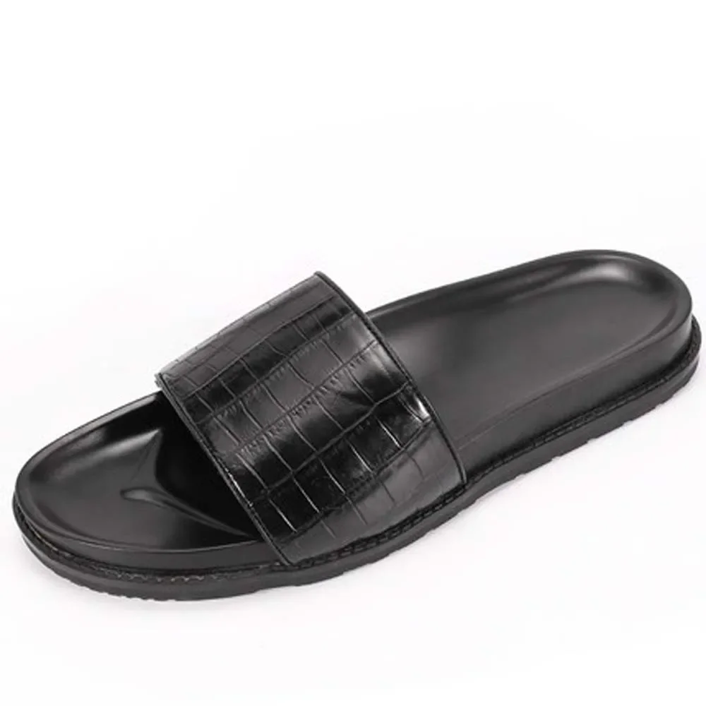 piliyuan Tcrocodile men slippers male crocodile leather leisure crocodile non-slip comfortable men slippers - Image 3
