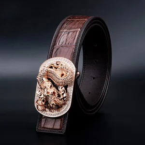 Yinshang new arrival Crocodile Belt Men Stainless Steel Buckle belt for male Dragon Head Smooth Buckle Belt Men'Pants Belt