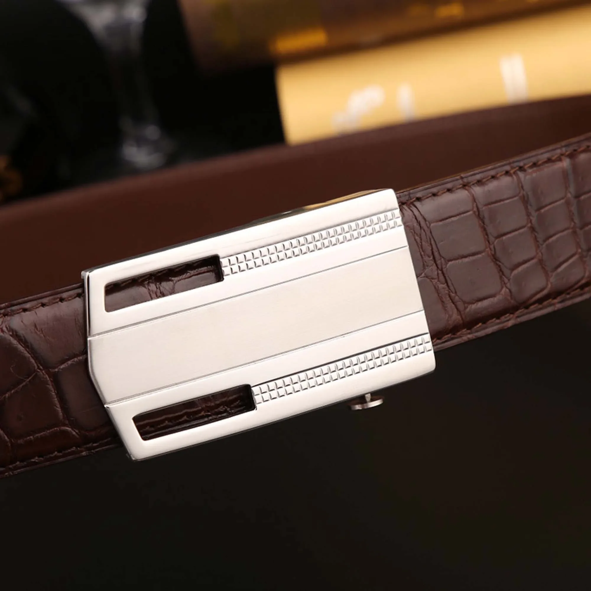 linshe new arrival crocodile men belt Automatic buckle men belt new leisure male belts men crocodile belt - Image 2
