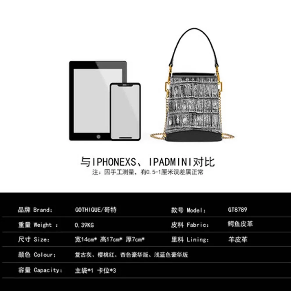 gete new Female women crocodile bag women chain Single shoulder bag crocodile - Image 5