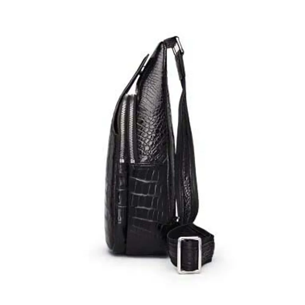 madun new crocodile Chest bag men crocodile leather Single shoulder bag male business leisure - Image 4