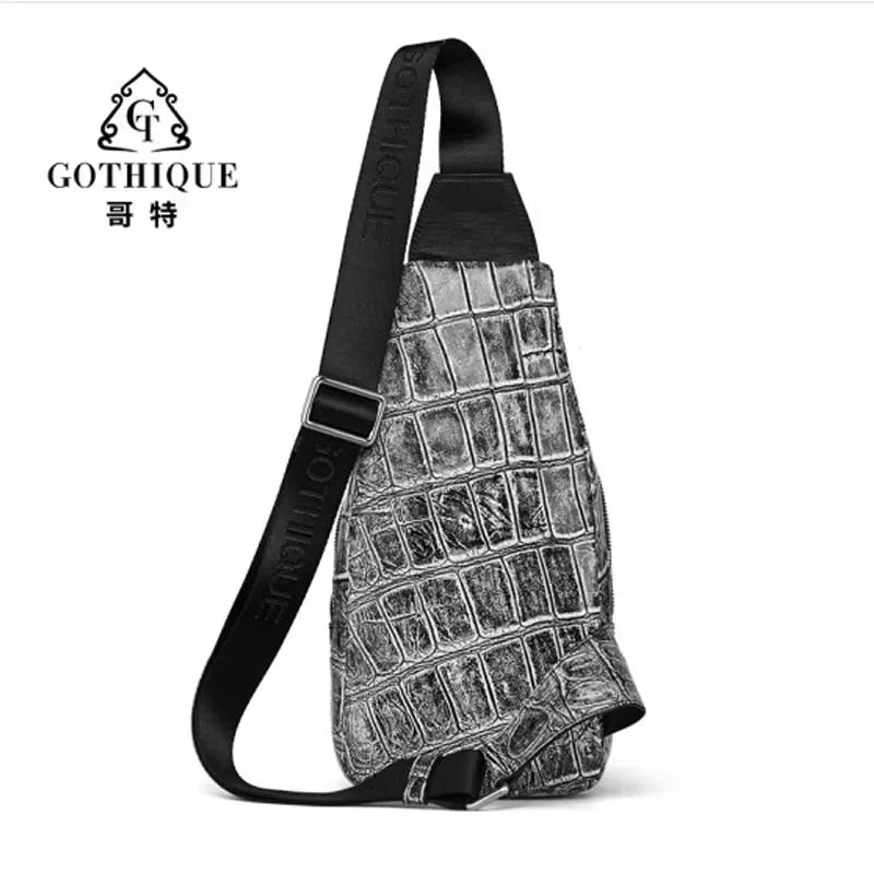 getejd crocodile men chest bag men popular fashion trend one shoulder large capacity casual cross-body men - Image 4