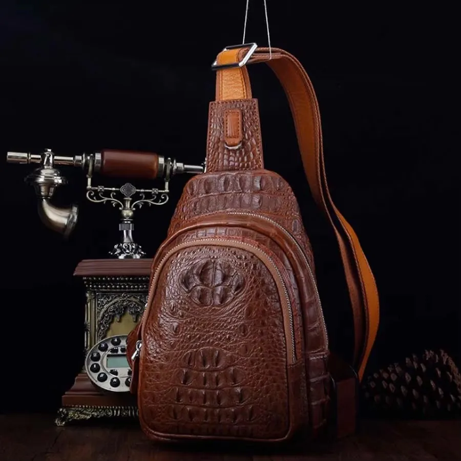 ourui new arrival men chest bag black double zipper cross for male chest bag - Image 5