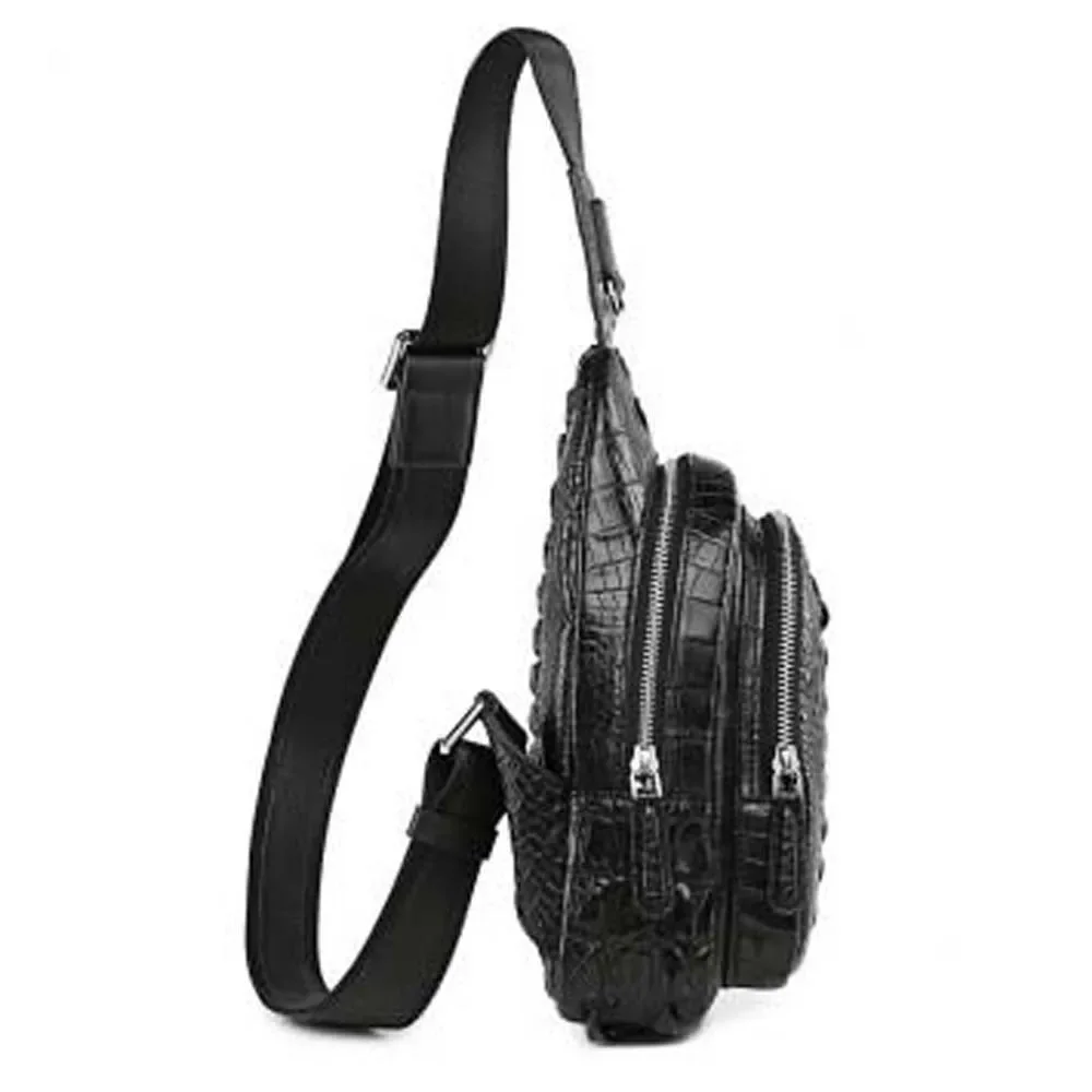 menggeka crocodile male chest leisure One shoulder cross large capacity multi-function Men crocodile bag - Image 3