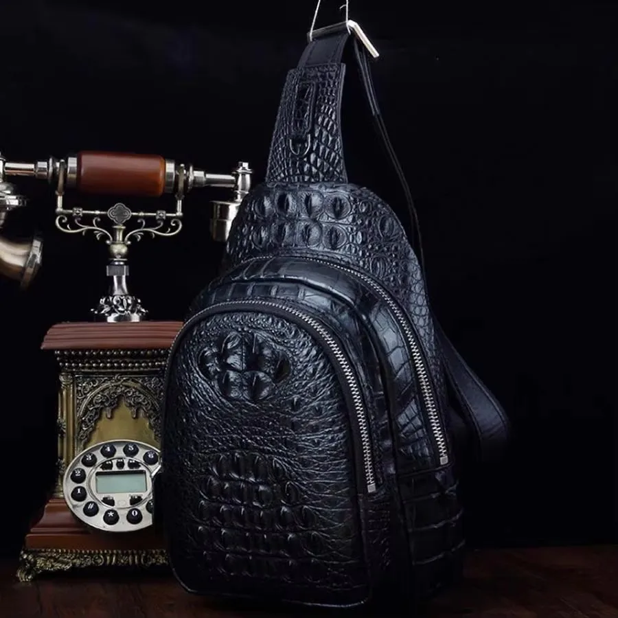 ourui new arrival men chest bag black double zipper cross for male chest bag - Image 3