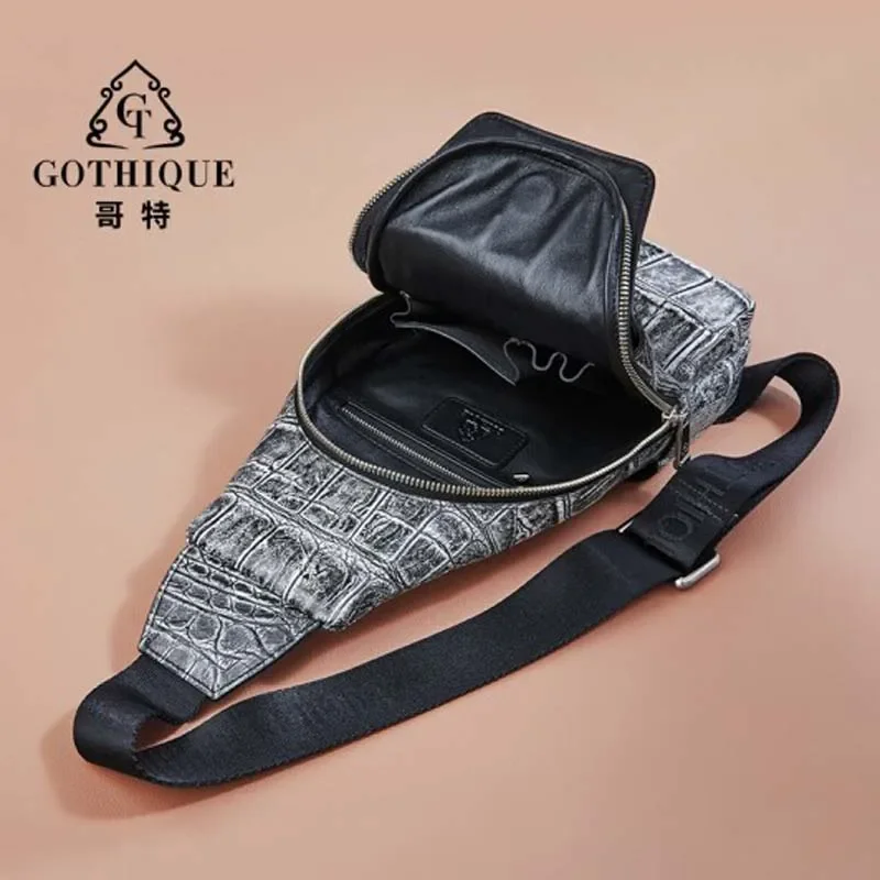 getejd crocodile men chest bag men popular fashion trend one shoulder large capacity casual cross-body men - Image 6