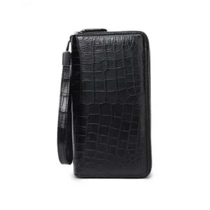 weitasi new Crocodile leather men's bag leisure large capacity double zipper handbag men crocodile wallet