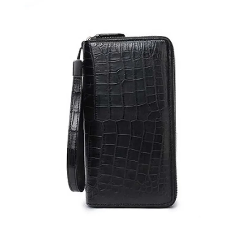 weitasi new Crocodile leather men's bag leisure large capacity double zipper handbag men crocodile wallet