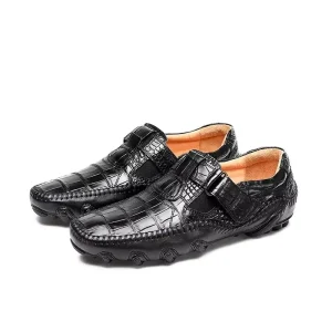 afanzhe new arrival crocodile Men leisure Round head men Doug shoes Handmade male shoes