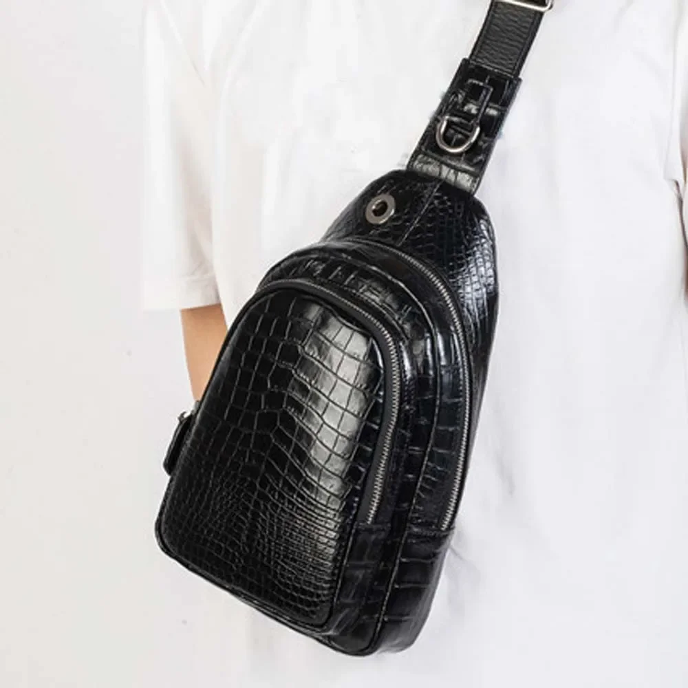 lukani 2025 new crocodile Chest bag male leisure Vertical section men Chest bag One shoulder bag Men crocodile bags - Image 4
