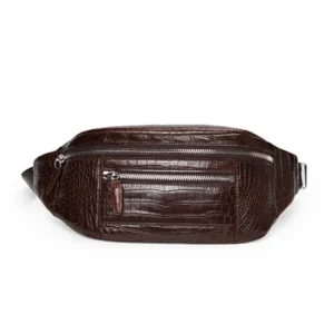 PUGETE new crocodile leather male bag large capacity outdoor leisure fashion Men waist bag new leisure men bag black