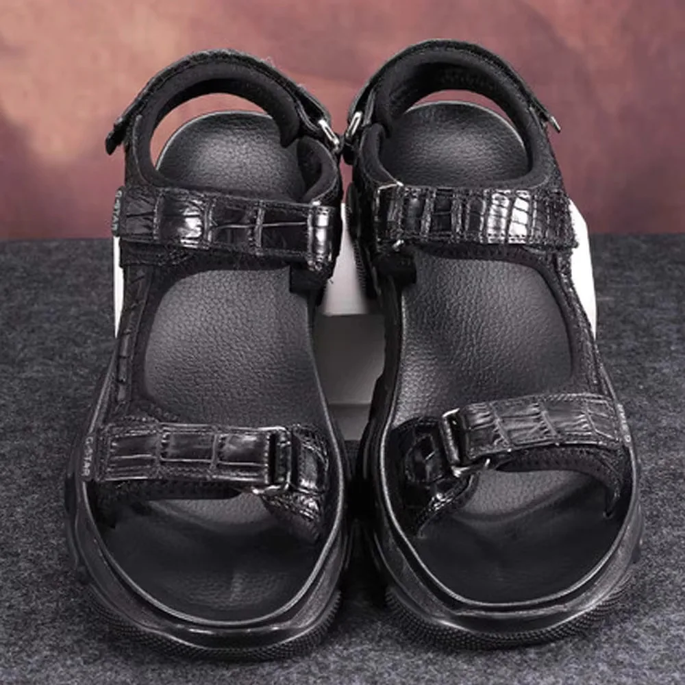 piliyuan male sandals crocodile men sandals The bottom of the thick trend male Non-slip soft bottom - Image 3