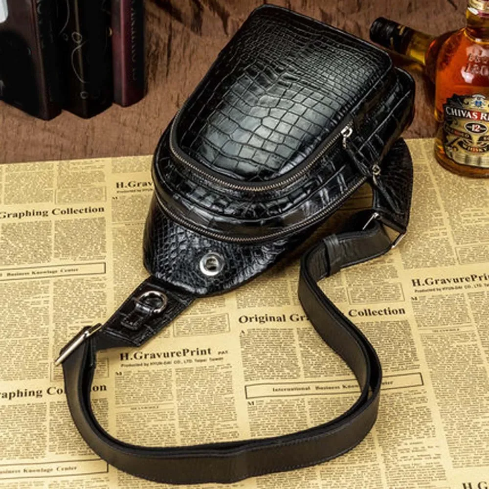 lukani 2025 new crocodile Chest bag male leisure Vertical section men Chest bag One shoulder bag Men crocodile bags - Image 3