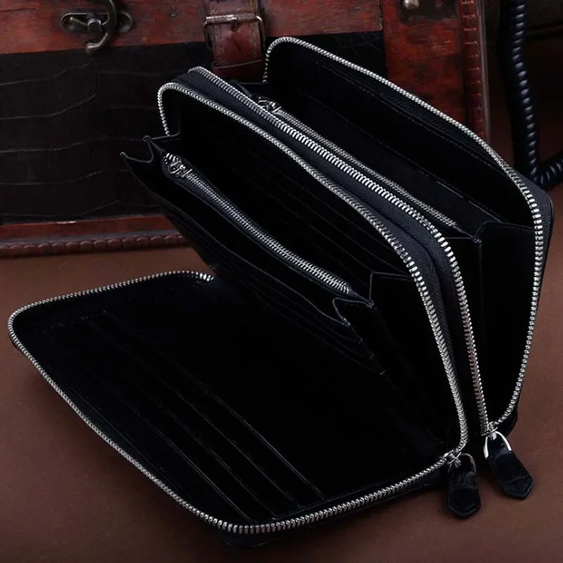 ourui new selling men long wallet Double zipper Men crocodile bags men clutch bag - Image 5
