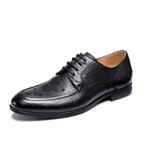 PUGETE new Ostrich leather men formal shoes male Ostrich leather fashion wear-resisting non-slip