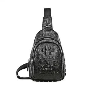 menggeka crocodile male chest leisure One shoulder cross large capacity multi-function Men crocodile bag