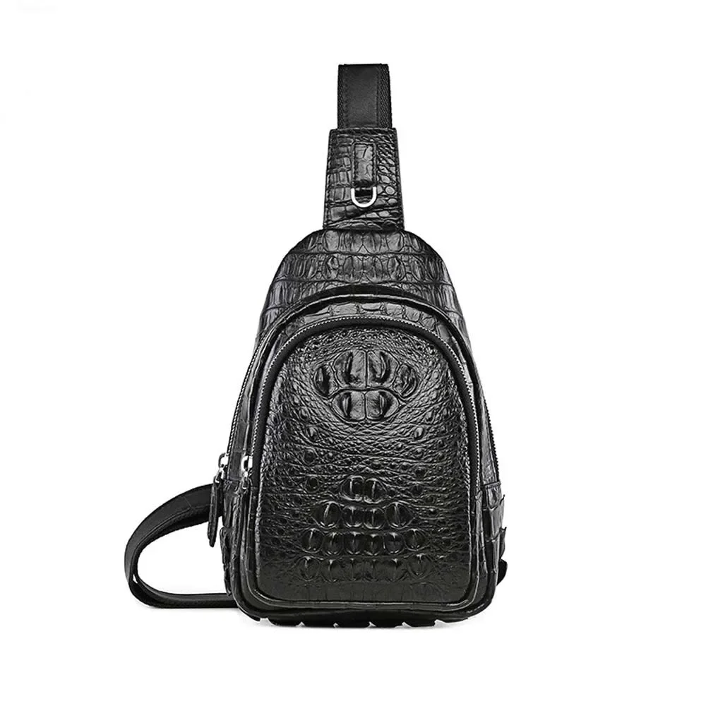 menggeka crocodile male chest leisure One shoulder cross large capacity multi-function Men crocodile bag