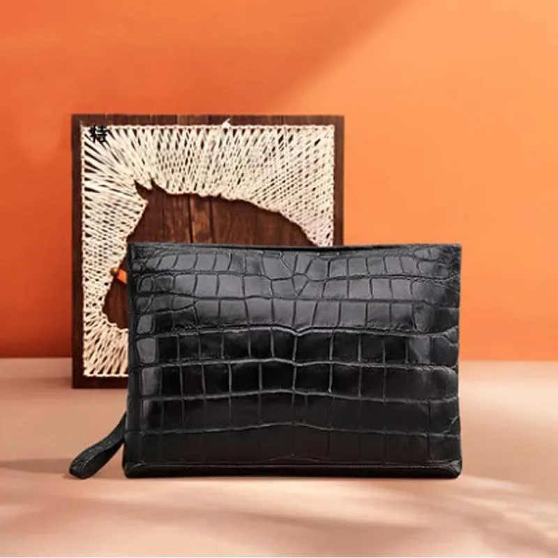 gete Men's bags New envelope package men's leather clutch bag leisure men's crocodile clutch bag for men - Image 2