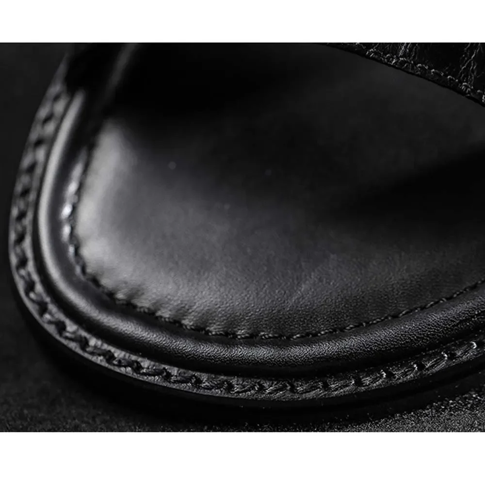 gete New men slippers flip-flops casual crocodile leather sandals men flip-flops crocodile slipper men shoes - Image 5