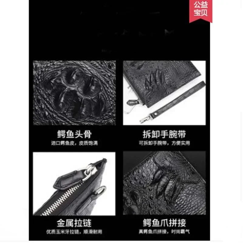 moben Crocodile-skin man bag clutch bag business gift high-end Envelopes for men's large capacity handbags men clutch bag - Image 4