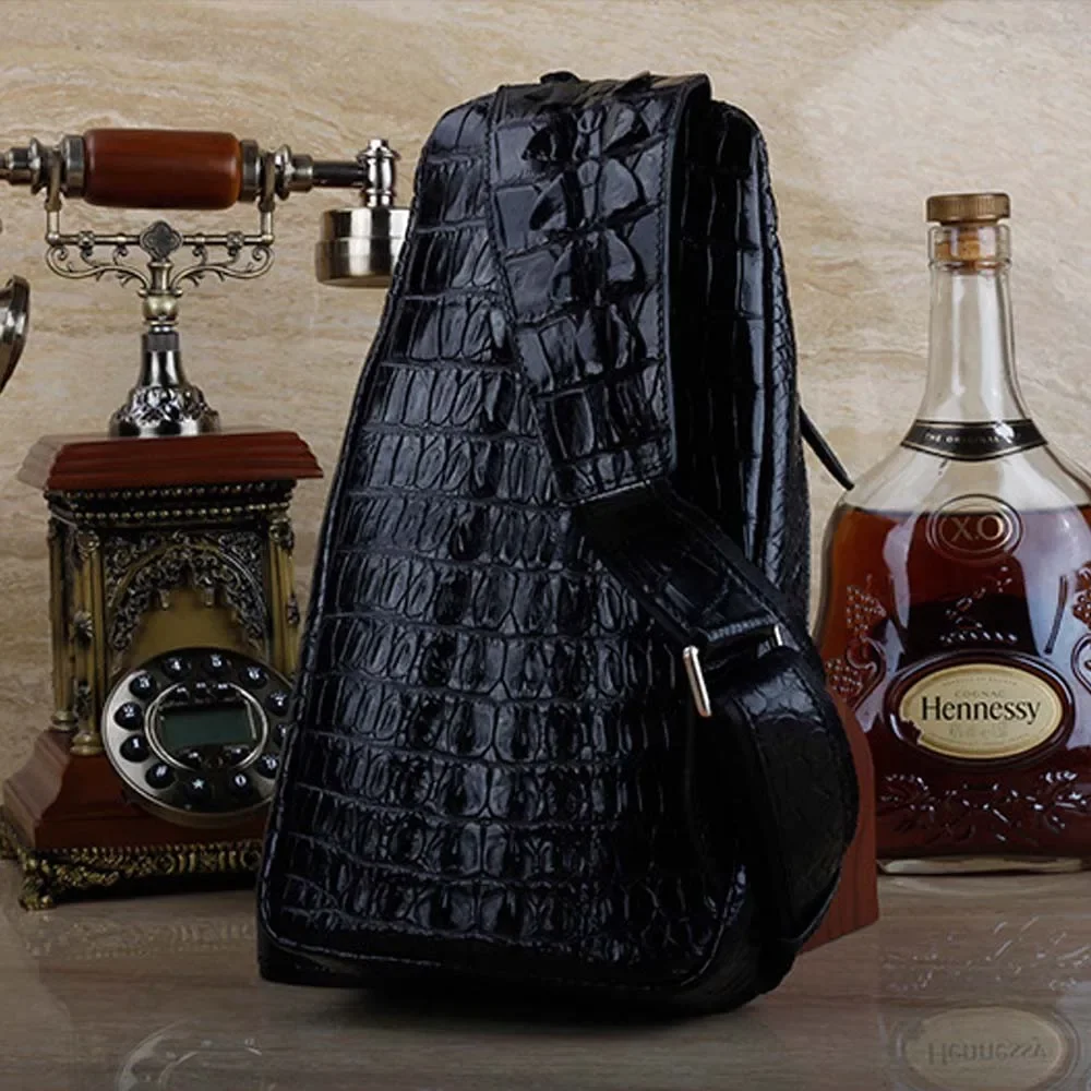 ourui new crocodile bag man Chest bag black men bag - Image 3
